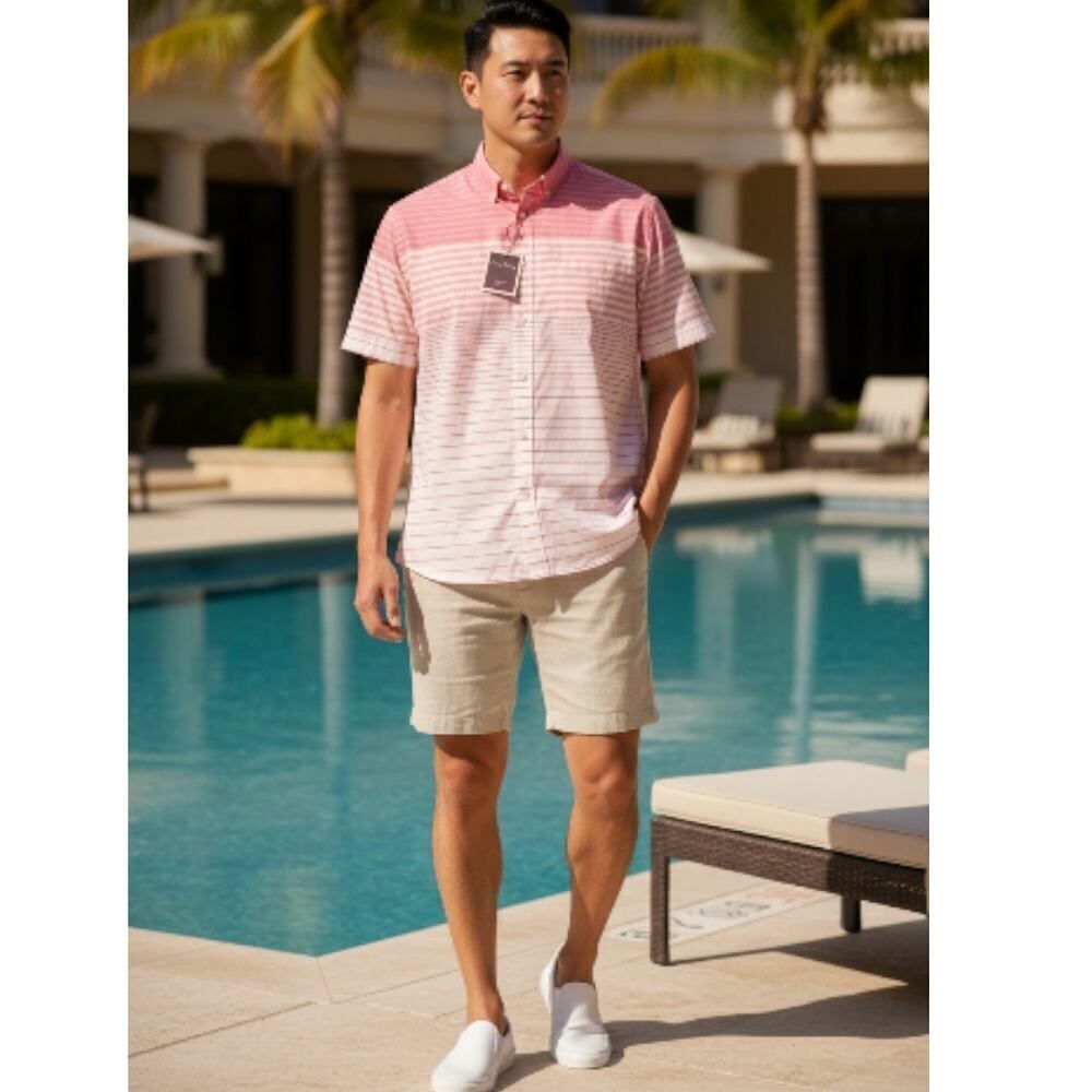 Club Room Men's New w/Tags Pink & White Button Down Shirt - Size: XXL